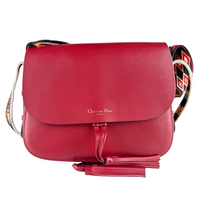 クリスチャンディオール Christian Dior ショルダーバッグ レザー レッド レディース【中古】 z9366