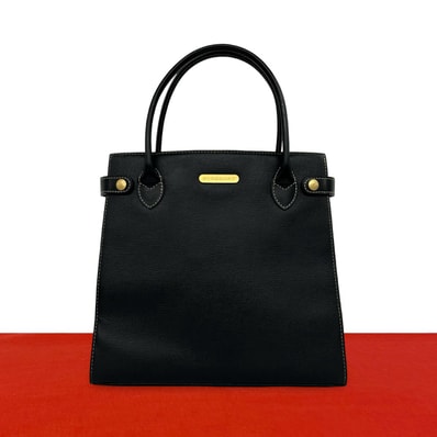 BURBERRY バーバリー ロゴ 金具 ノバチェック レザー ハンドバッグ ブラック
914-3