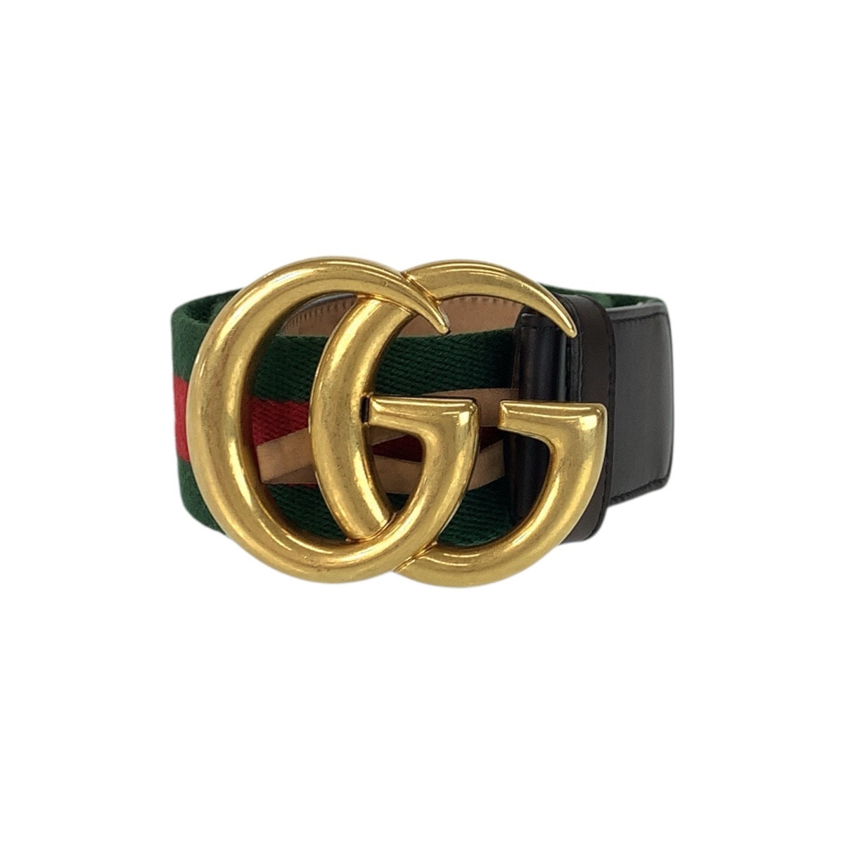 美品 GUCCI グッチ シェリーライン GGマーモント 90cm/36インチ グリーン レッド ゴールド金具 キャンバス レザー/ ベルト 男女兼用 601245 【中古】
