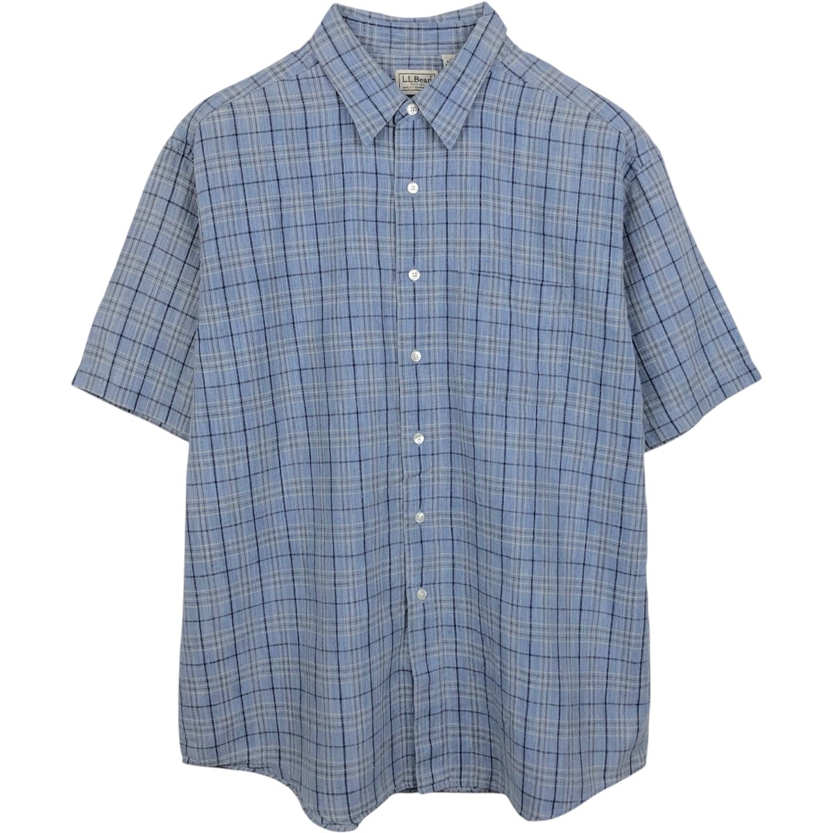 古着 90~00年代 エルエルビーン L.L.Bean チェック柄 半袖 コットン×リネンシャツ メンズL相当/eaa660611