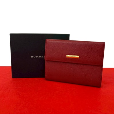 BURBERRY バーバリー ロゴ 金具 レザー 三つ折り財布 レッド
10769