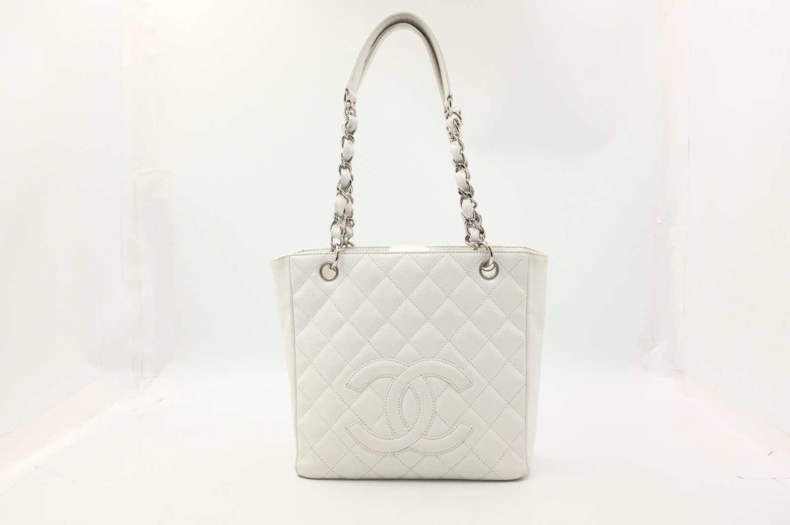 シャネル キャビア PST トートバッグ ホワイト 