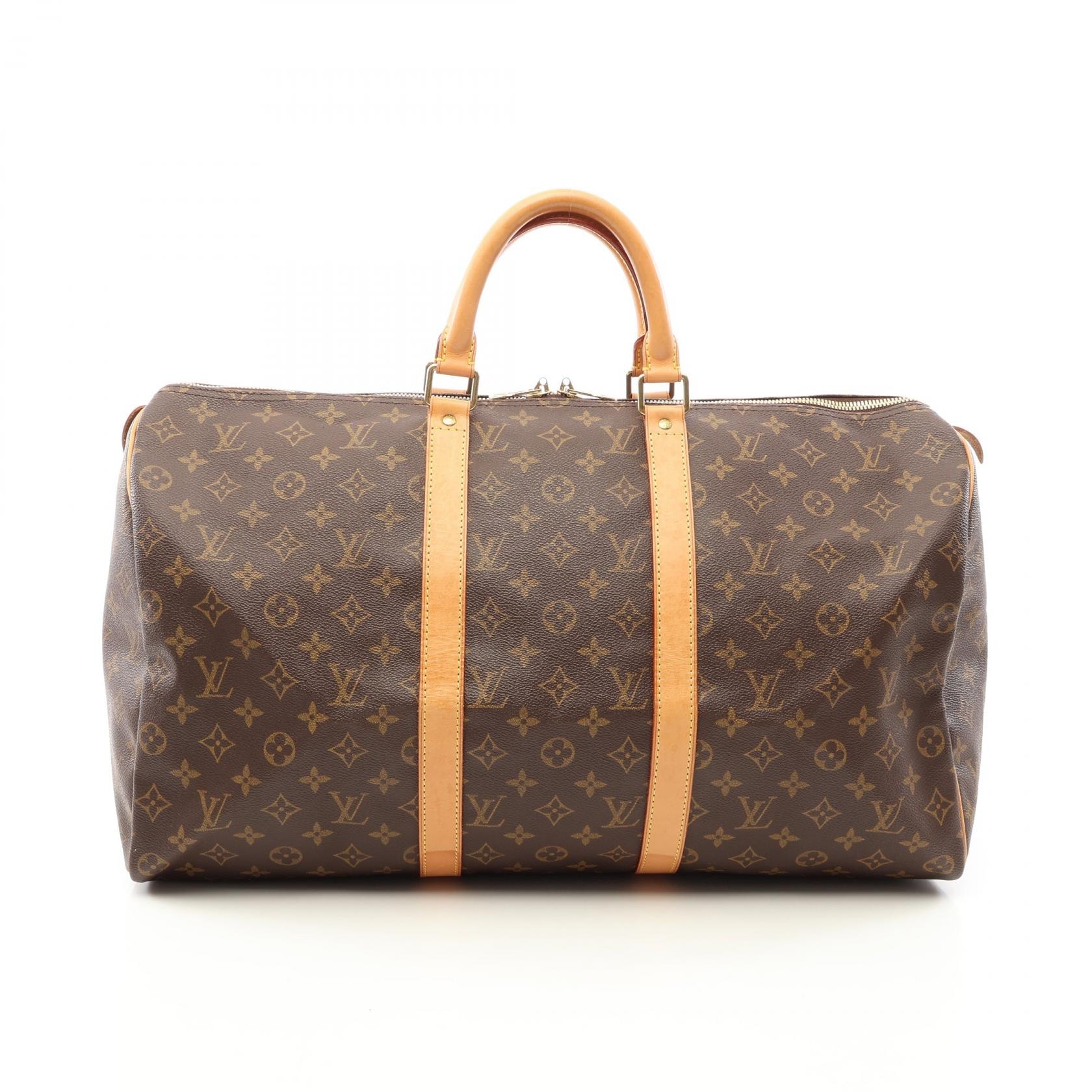 ルイ・ヴィトン LOUIS VUITTON キーポル50 ボストンバッグ バッグ PVCコーティングキャンバス レザー モノグラム メンズ レディース ブラウン系 M41426 【中古】
