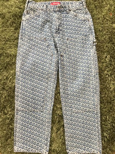 Supreme Monogram Double Knee Denim Painter Pant "Blue"