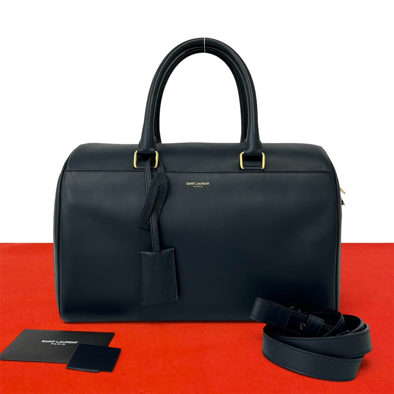 SAINT LAURENT PARIS サンローランパリ ロゴ レザー ショルダーバッグ ネイビー
32439