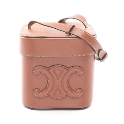 セリーヌ CELINE キュイルトリオンフ ミディアム ボックス ショルダーバッグ バッグ レザー レディース ブラウン系 【中古】