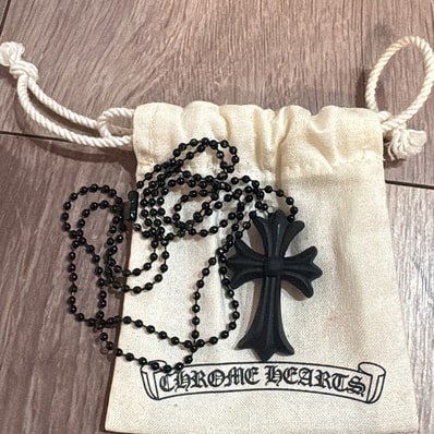 Chrome Hearts Rubber Small CH Cross Silicon Necklace "Black"
