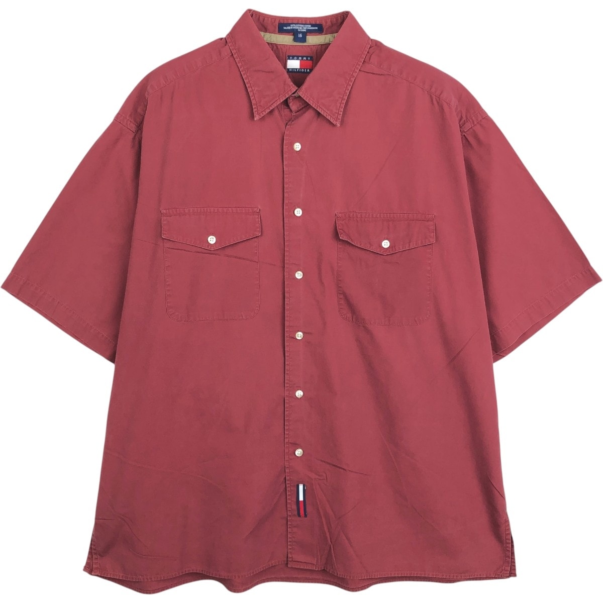 古着 90年代~ トミーヒルフィガー TOMMY HILFIGER 半袖 コットンシャツ ボックスシャツ メンズL相当 ヴィンテージ/eaa668119