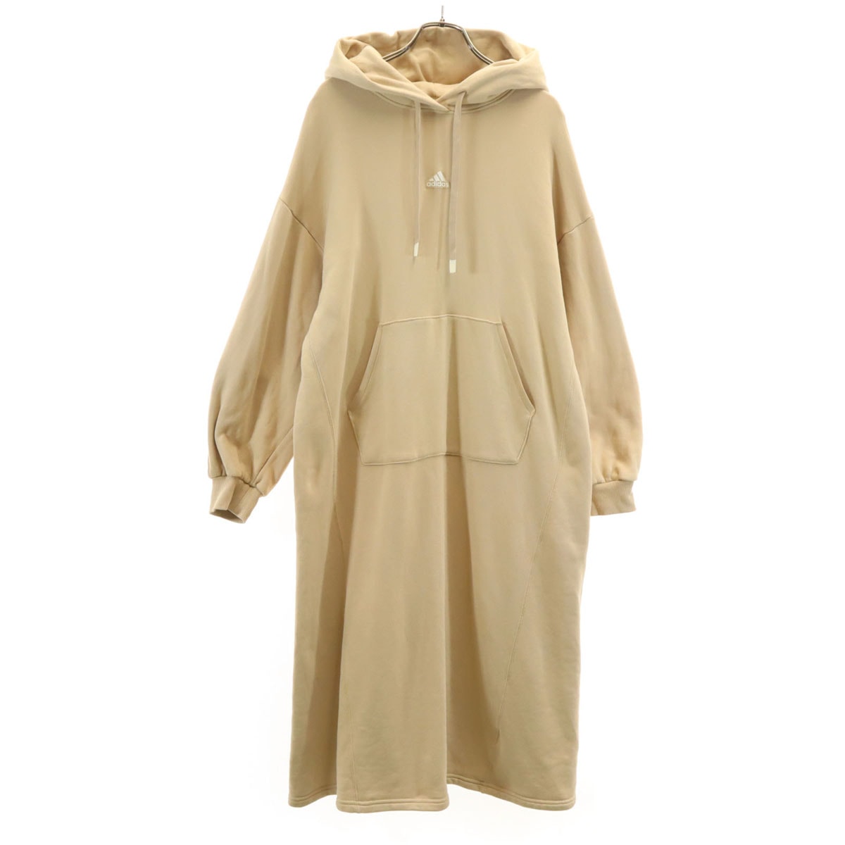 adidas アディダス バックロゴ 長袖 スウェット ロングワンピース M ベージュ