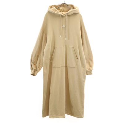 adidas アディダス バックロゴ 長袖 スウェット ロングワンピース M ベージュ