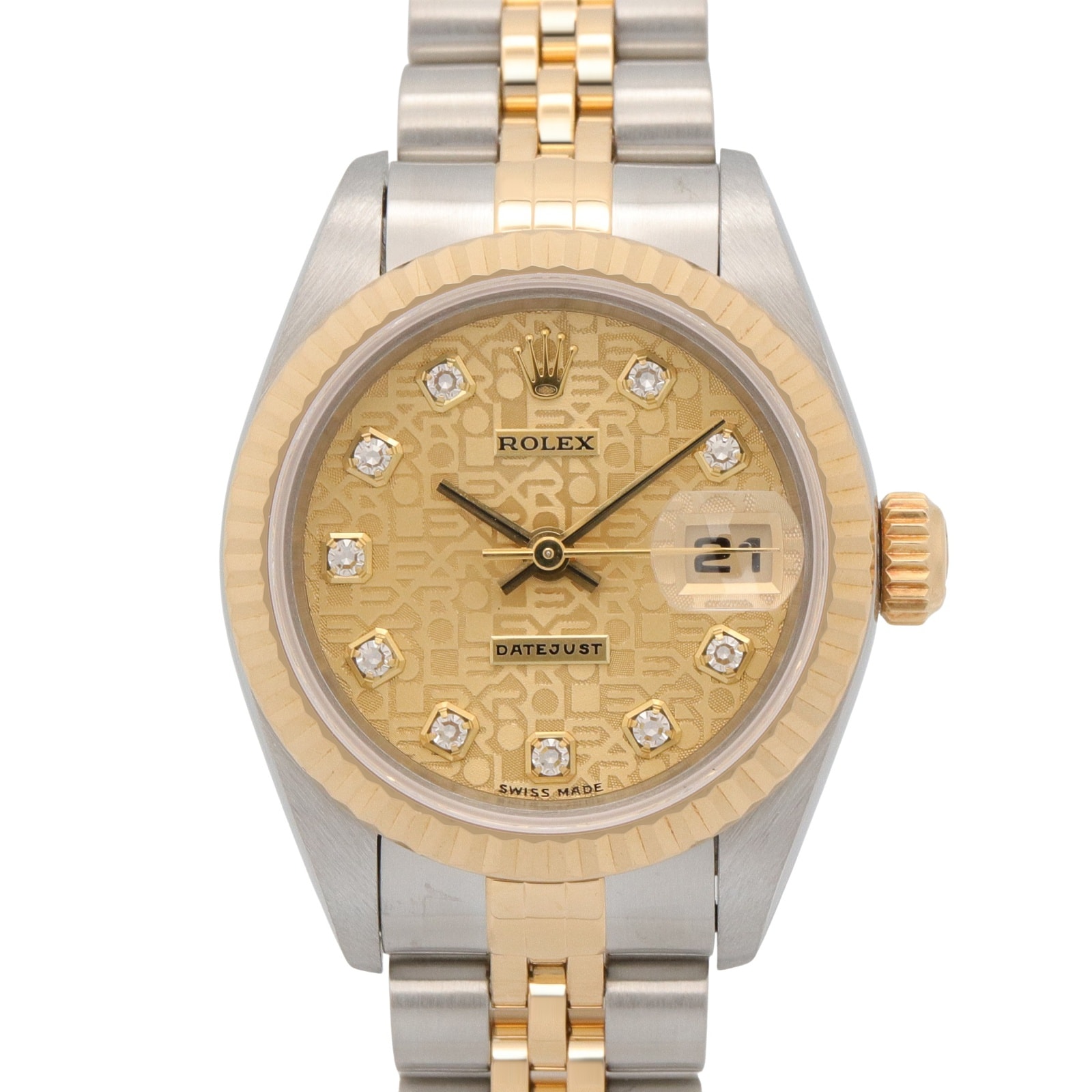 ロレックス ROLEX デイトジャスト 10Pダイヤ T番 腕時計 時計 K18(イエローゴールド) ステンレススチール ダイヤモンド レディース ゴールド系 シャンパン/コンピューター/新ダイヤ 69173G 【中古】