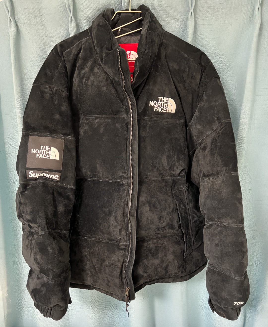 Supreme x The North Face Bleached Denim Print Nuptse Jacket
