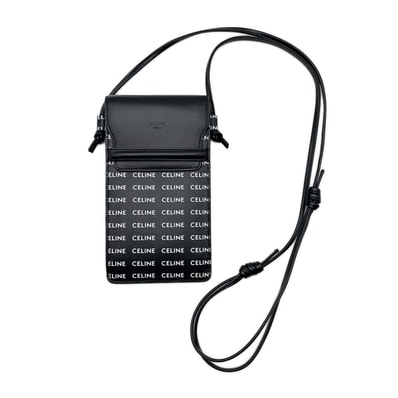 CELINE セリーヌ フォンポーチ フラップ付き ショルダーバッグ
ロゴ 総柄 レザー PVC ブラック ユニセックス
【中古】