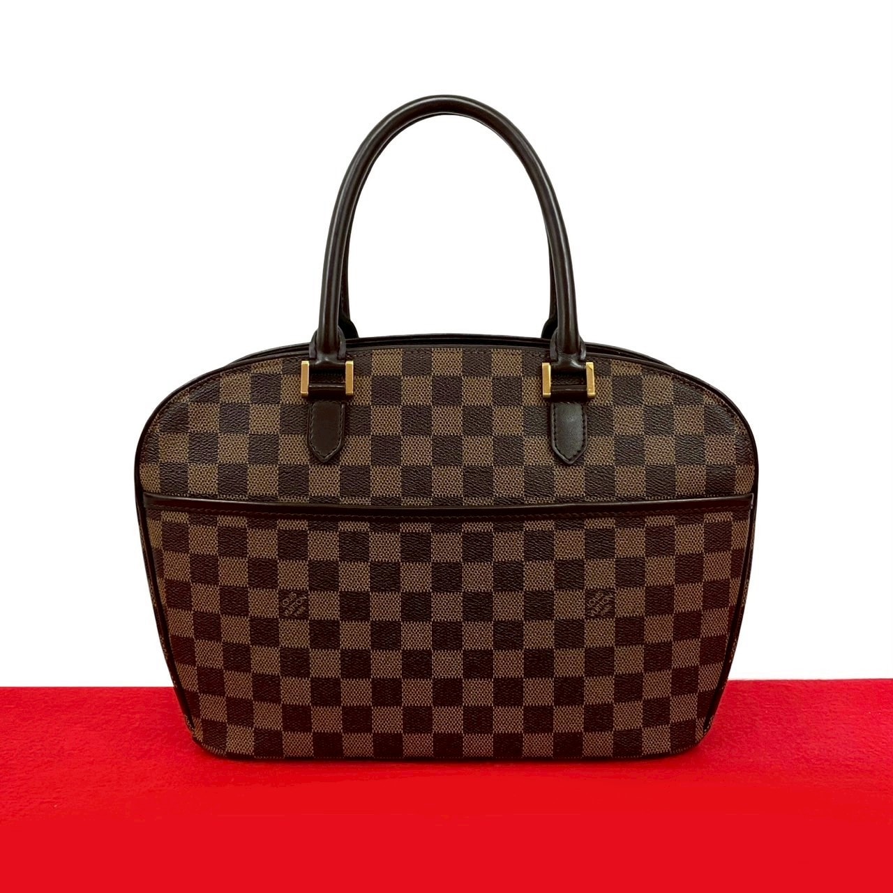 LOUIS VUITTON ルイヴィトン サリア オリゾンタル ダミエ レザー PVC ハンドバッグ ブラウン
 75339