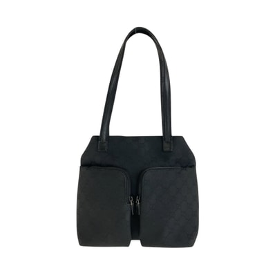 GUCCI グッチ ブラック 黒 GGキャンバス レザー/ ショルダーバッグ トートバッグ 603018 【中古】