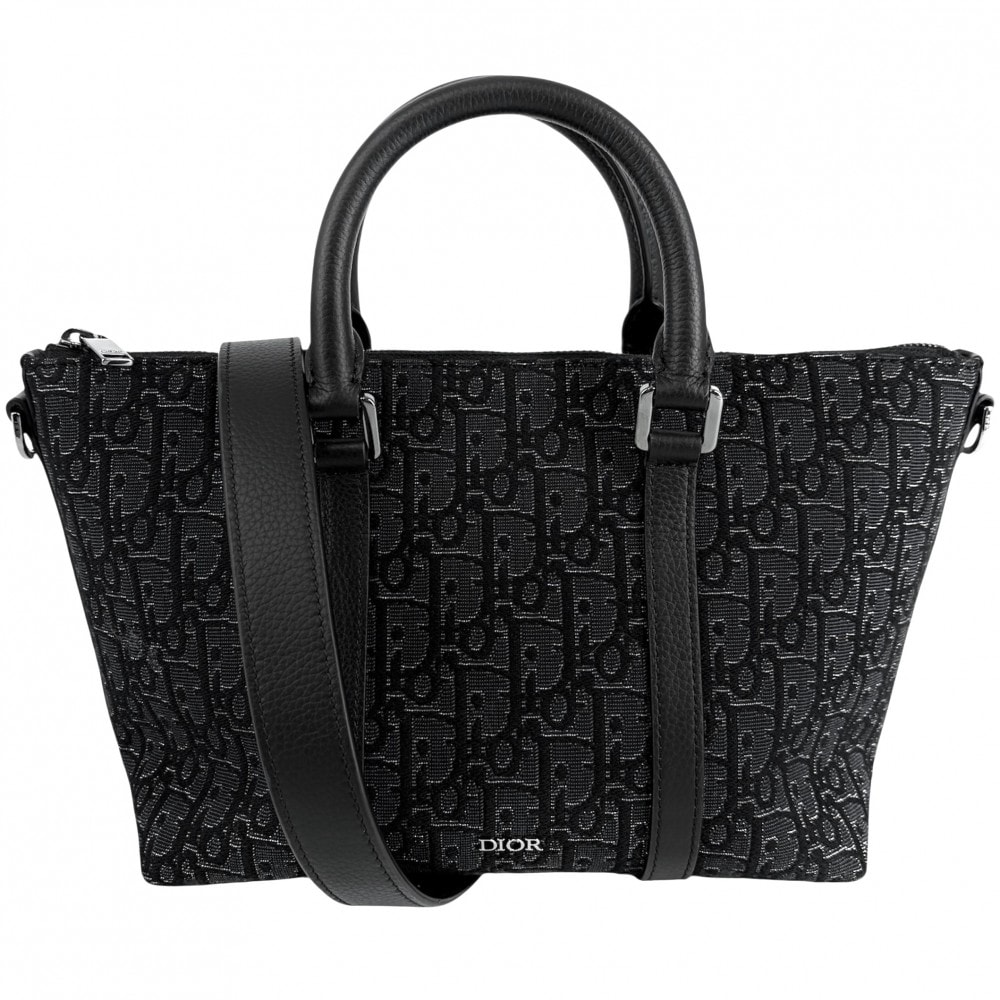 Christian Dior クリスチャンディオール ショルダーバッグ ウィークエンダー 25 オブリーク 日本限定 肩掛け 斜め掛け Weekender 25 1ESPO322YNZ キャンバス ブラック 黒 シルバー金具 メンズ【中古品】