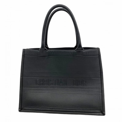 ★最終価格【6cd5247】クリスチャンディオール トートバッグ ブックトート レザー ブラック【中古】レディース