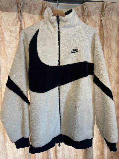 Nike Big Swoosh Reversible Boa Jacket "Sail/Dark Obsidian"