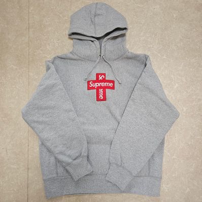 Supreme Cross Box Logo Hooded Sweatshirt "Grey"
