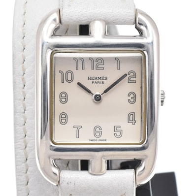 エルメス HERMES CC1.210 ケープコッド ドゥブルトゥール ホワイト クォーツ レディース 良品 腕時計 I#150102