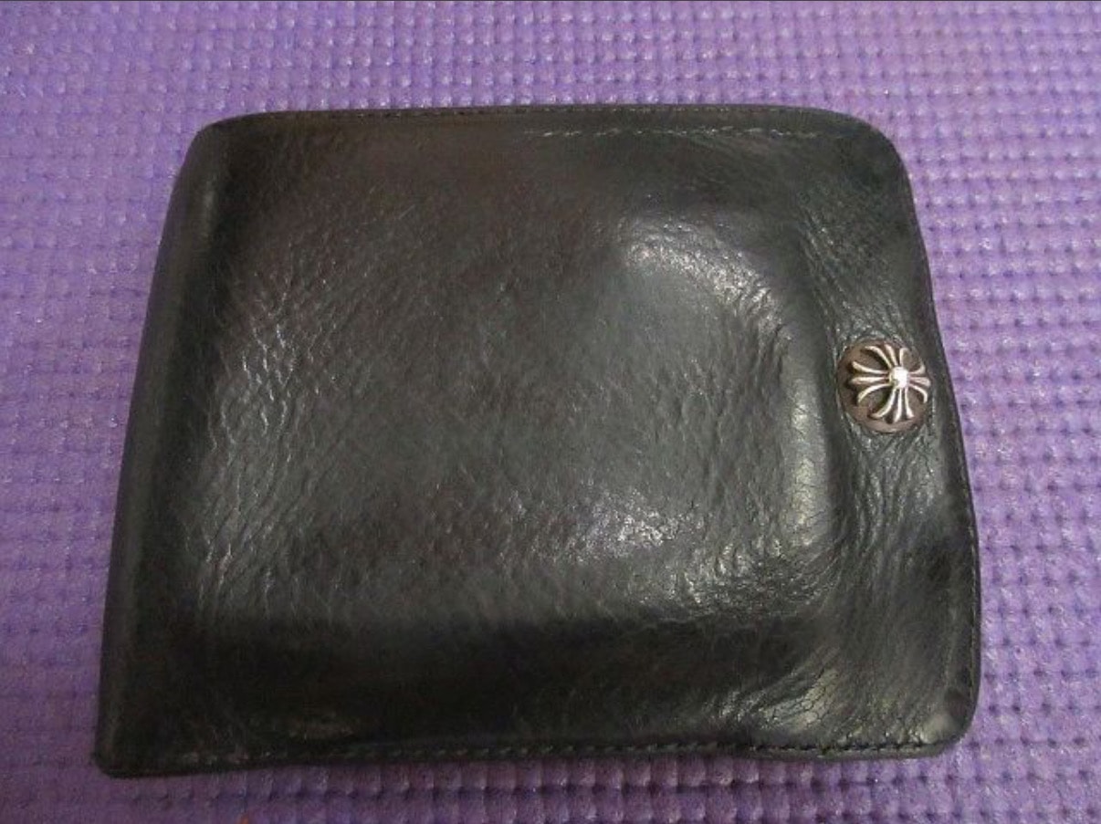 Chrome Hearts 1 Snap Cross Ball Button Wallet "Black"