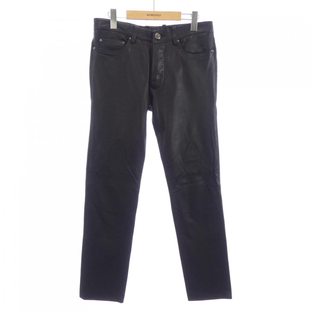 Chrome Hearts Fleur Knee Leather Pants "Black"