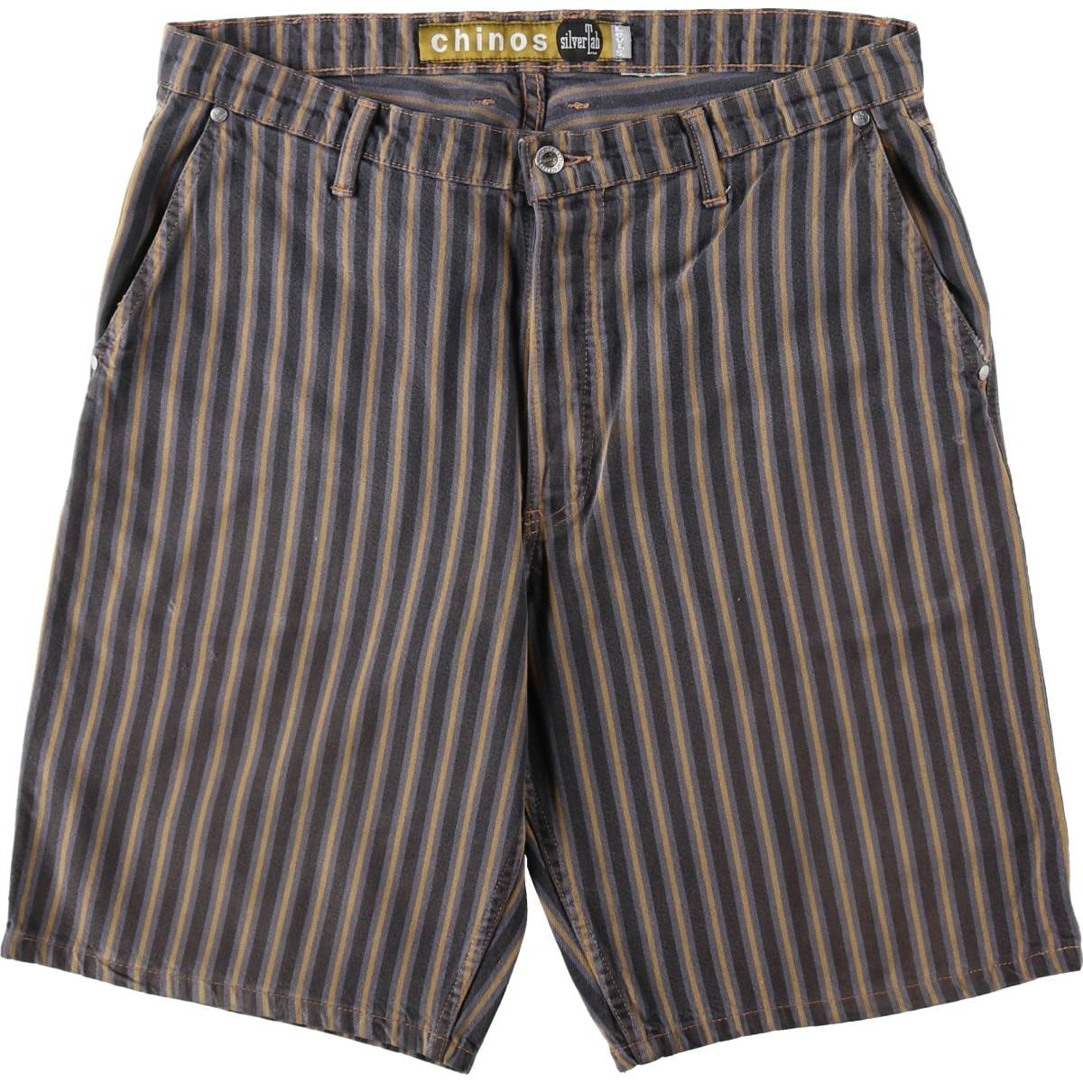 古着 90年代 リーバイス Levi's SILVER TAB シルバータブ CHINOS ストライプ柄 チノショーツ ショートパンツ メンズw34相当 ヴィンテージ/evb035538
