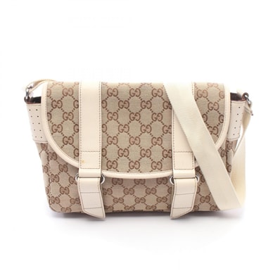 グッチ GUCCI GGキャンバス ショルダーバッグ バッグ キャンバス レザー レディース ベージュ系 / ブラウン系 / アイボリー系 145858 【中古】