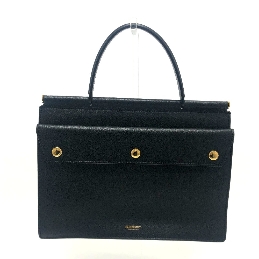 バーバリー BURBERRY ハンドバッグ スクエア型 カバン スモール タイトルバッグ ハンドバッグ レザー ブラック