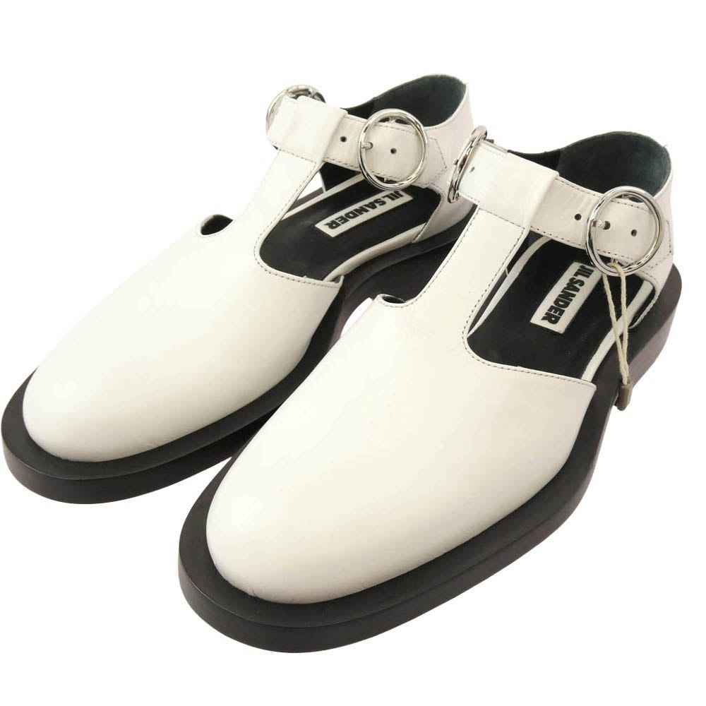 JIL SANDER ジルサンダー その他靴 JS36055A Tバー ストラップ レザー シューズ ホワイト系 35【極上美品】【中古】