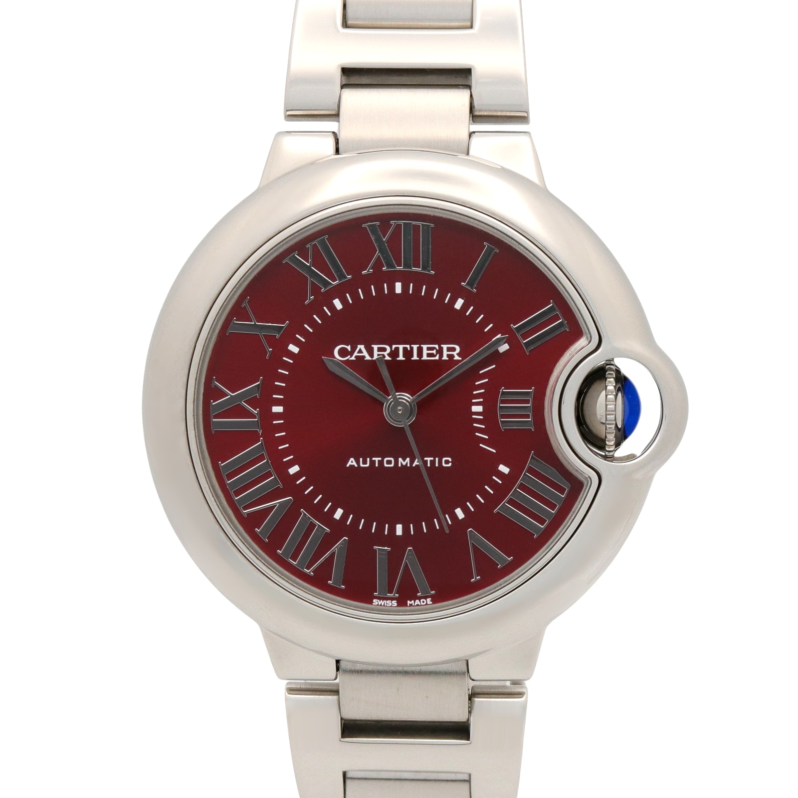 カルティエ CARTIER バロンブルー 33mm 腕時計 時計 ステンレススチール レディース レッド系 WSBB0052 【中古】