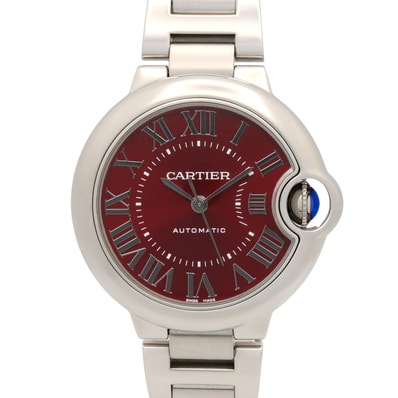 カルティエ CARTIER バロンブルー 33mm 腕時計 時計 ステンレススチール レディース レッド系 WSBB0052 【中古】