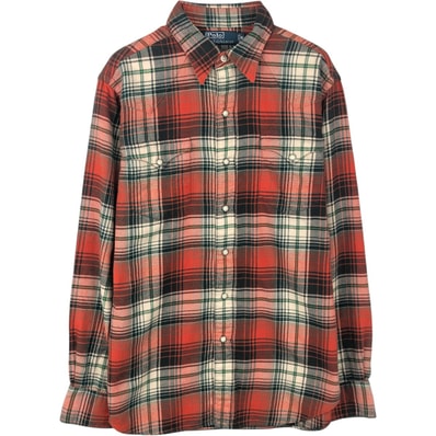 古着 ラルフローレン Ralph Lauren POLO by Ralph Lauren 長袖 ウエスタンネルチェックシャツ メンズM相当/eaa637837