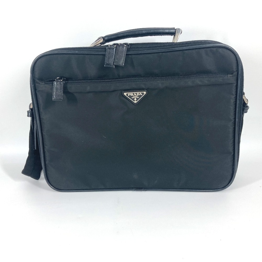 プラダ PRADA トライアングルロゴ 三角ロゴ プレート 2WAYバッグ ハンドバッグ ビジネスバッグ ショルダーバッグ レザー/ナイロン ブラック