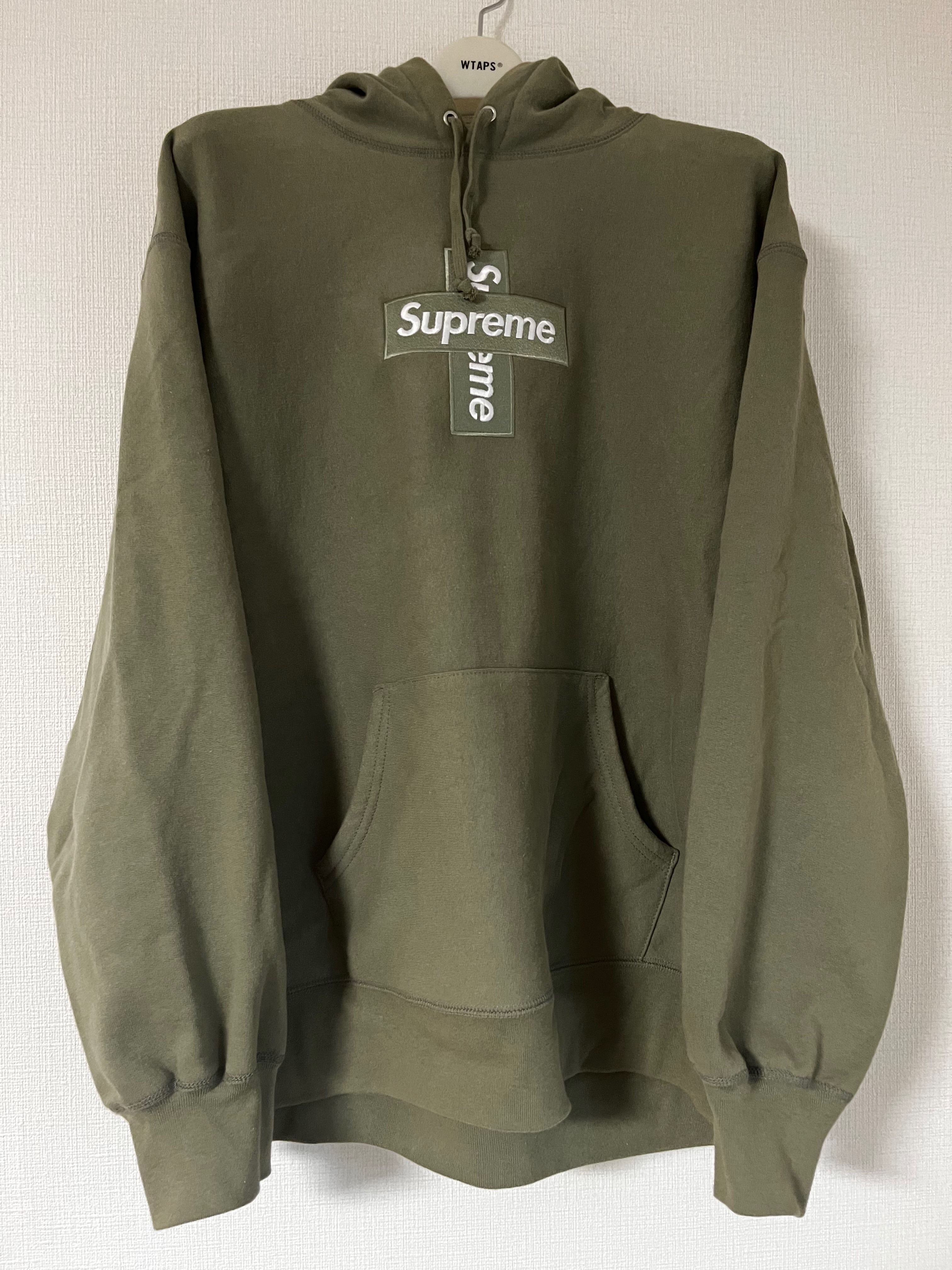 Supreme Cross Box Logo Hooded Sweatshirt "Light Olive"