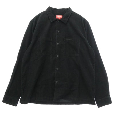 Supreme シュプリーム 19AW corduroy shirt コーデュロイ フロントポケット 長袖シャツ ブラック系 L【中古】