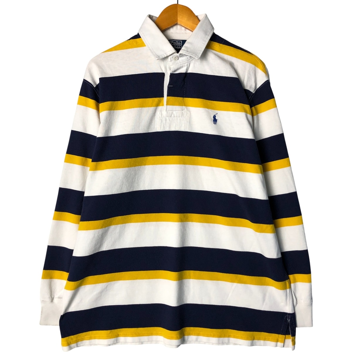 古着 ラルフローレン Ralph Lauren POLO RALPH LAUREN CUSTOM FIT ボーダー柄 長袖 ラガーシャツ メンズL相当/eaa586582