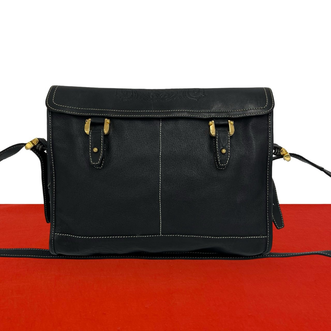 LOEWE ロエベ アナグラム ロゴ レザー ショルダーバッグ ブラック
 64928