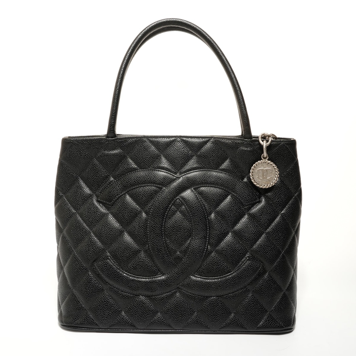 シャネル CHANEL 6番台 2000-2001 復刻トート ココマーク メダリオン キャビアスキン トートバッグ【中古】