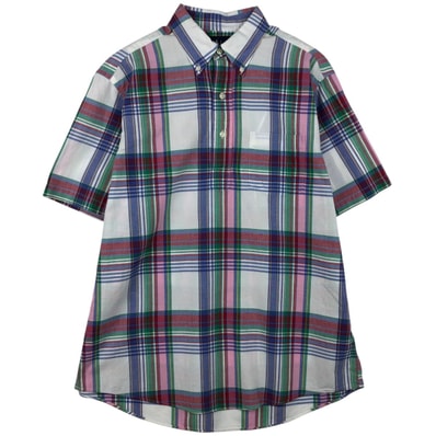 古着 ラルフローレン Ralph Lauren チェック柄 半袖 ボタンダウンシャツ メンズM相当/eaa639385