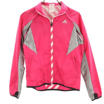 adidas アディダス チェック柄 2WAY ウインドブレーカー S ピンク ジャケット