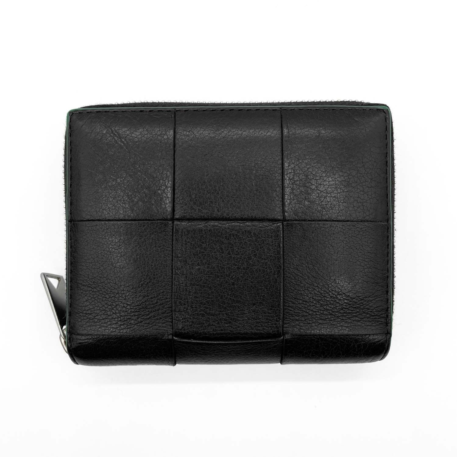 BOTTEGAVENETA ボッテガヴェネタ カセット ジップアラウンド マキシイントレチャート 二つ折り財布
 コンパクトウォレット レザー ブラック メンズ
 【中古】