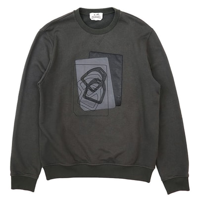 【美品】HERMES エルメス スウェット サイズ M メンズ レザーパッチ ラムスキン クルーネック ロングスリーブ 丸首 長袖 トップス オリーブ イタリア製