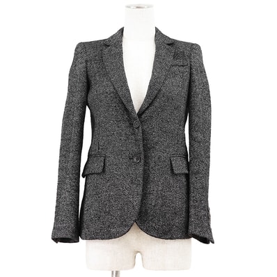 SALE【美品】GUCCI グッチ テーラードジャケット サイズ 36 レディース ストレッチ ウール × シルク × ナイロン 2B ノッチドラペル ノーベント アウター モノトーン イタリア製