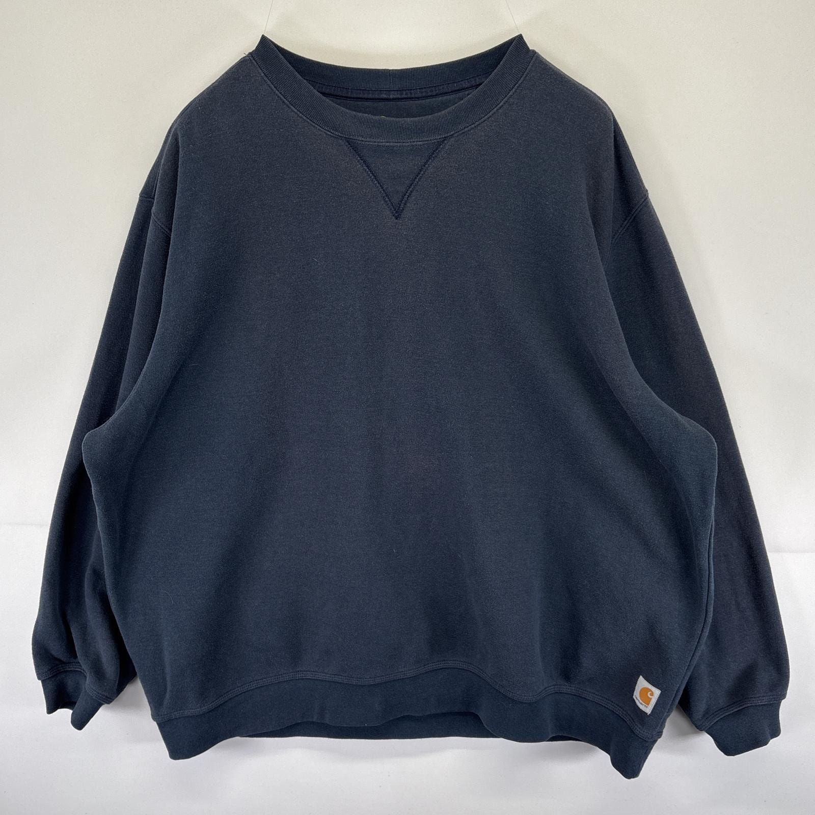 古着 カーハート Carhartt スウェット トレーナー ワンポイントロゴ 前Vガゼット オリジナルフィット 14042 ネイビー メンズ