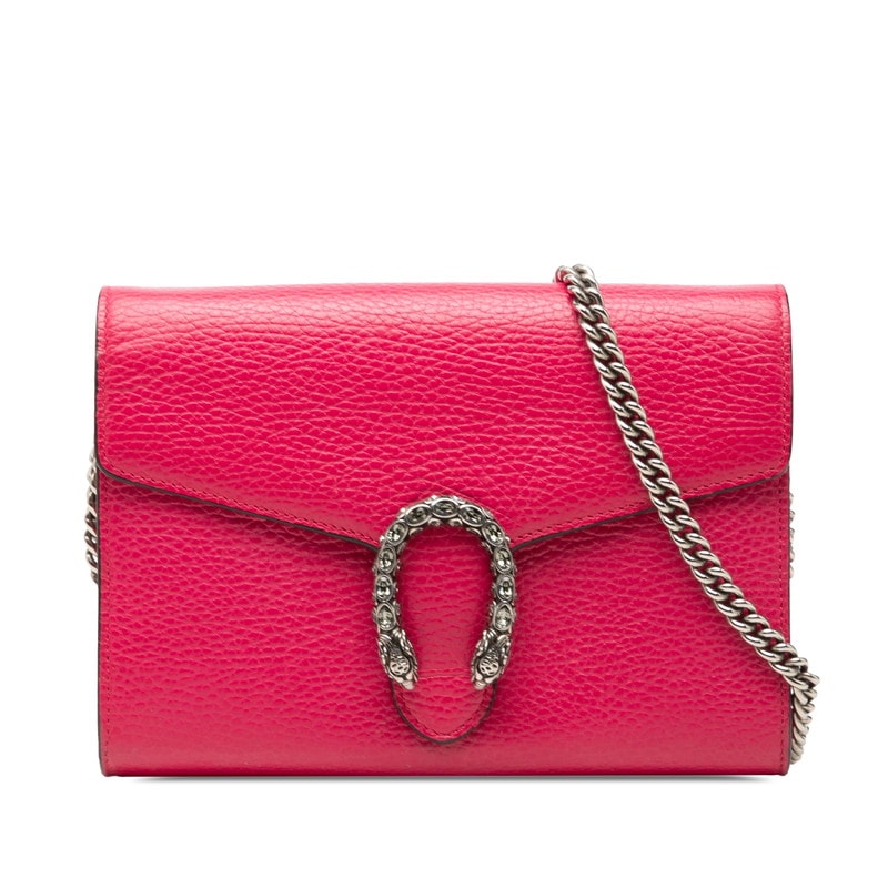 グッチ ディオニュソス チェーン ウォレット ショルダーバッグ 斜め掛け 401231 ピンク PVC レザー レディース GUCCI 【中古】