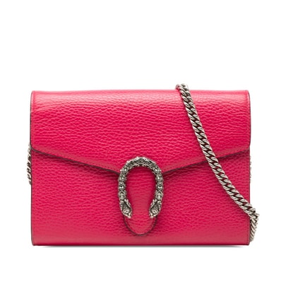 グッチ ディオニュソス チェーン ウォレット ショルダーバッグ 斜め掛け 401231 ピンク PVC レザー レディース GUCCI 【中古】