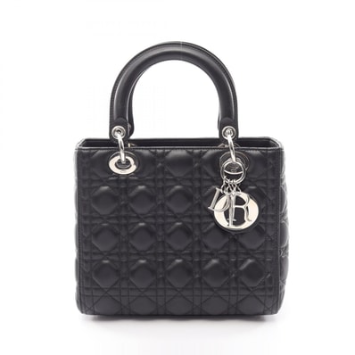 ディオール Dior LADY DIOR レディディオール カナージュ ハンドバッグ バッグ レザー レディース ブラック系 【中古】