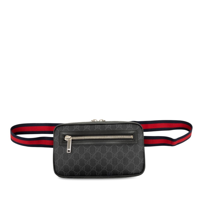 グッチ GGスプリーム ボディバッグ ショルダーバッグ 792094 グレー レッド ネイビー レザー メンズ GUCCI 【中古】