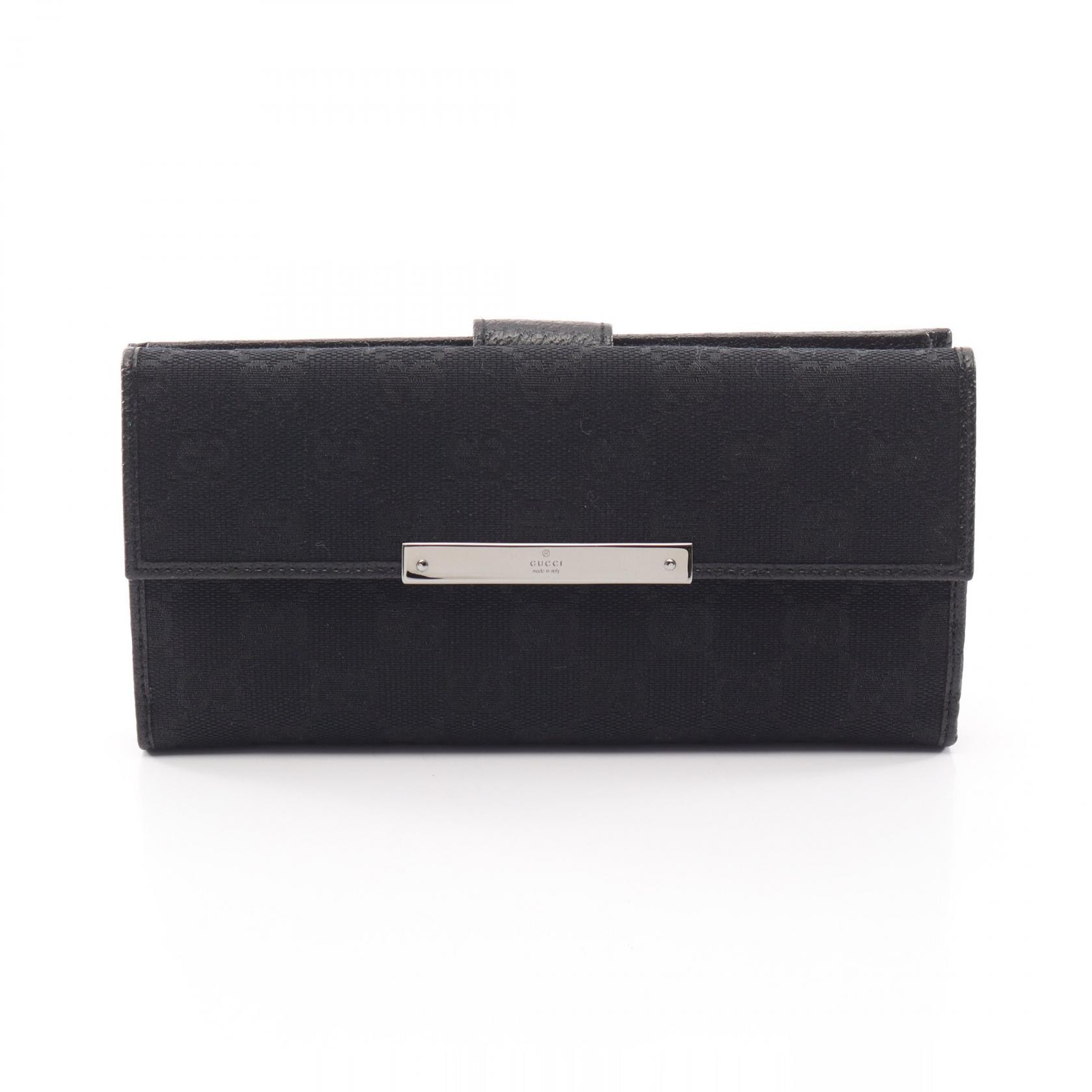 グッチ GUCCI GGキャンバス Wホック財布 財布 レザー レディース ブラック系 112715 【中古】